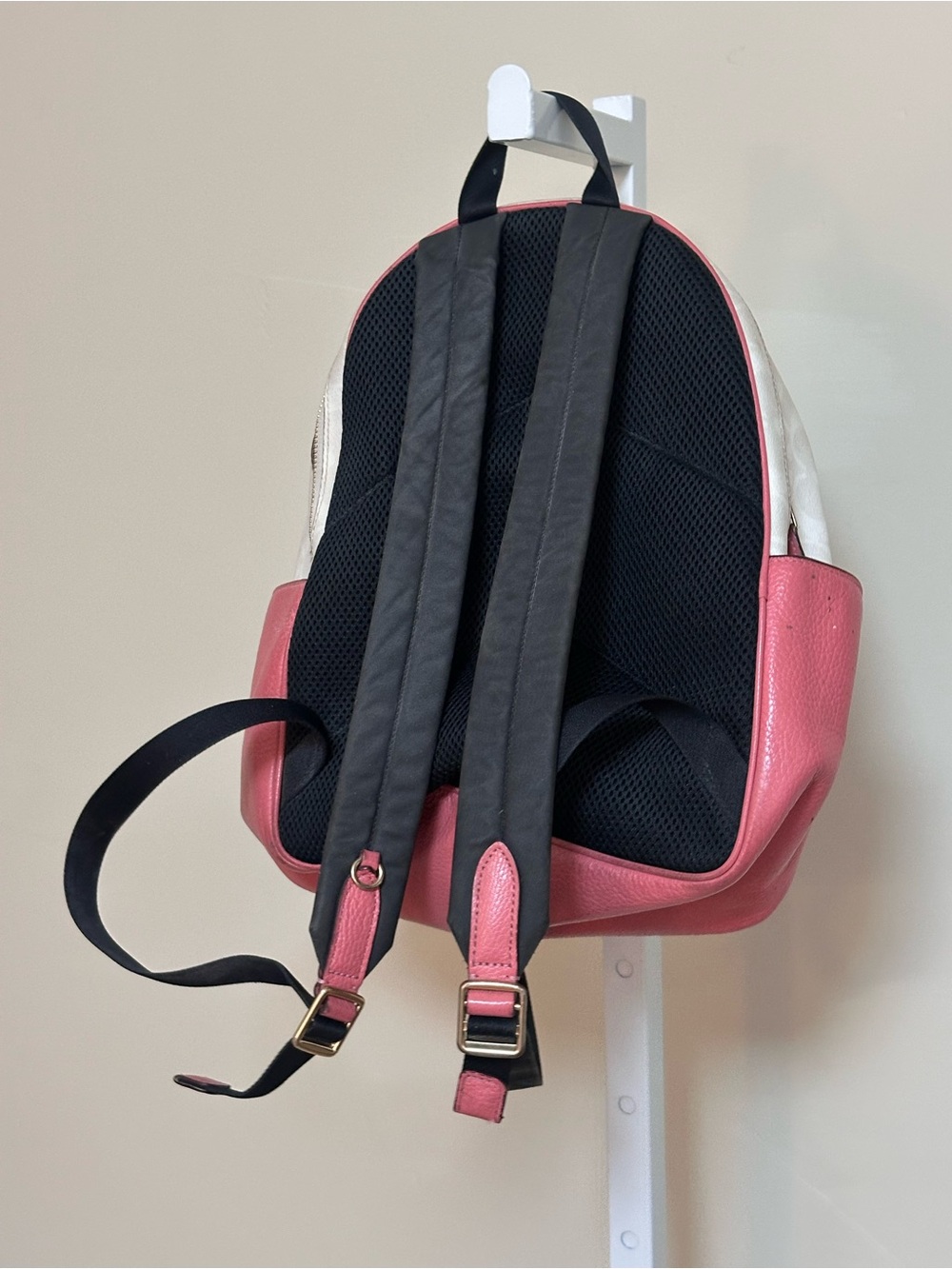 Coach Court Backpack Signature Canvas Pink Leather C8603 White Gold - Picture 2 of 6